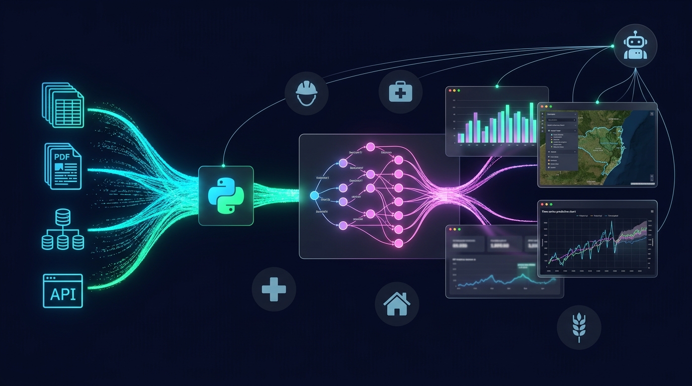 Pipeline de dados Python com ETL, modelos preditivos ML, dashboards Streamlit e WebGIS de Santa Catarina — ciência de dados para imobiliário, saúde, agronegócio e engenharia